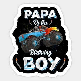 Papa Of The Birthday Boy Monster Truck Bday Men Dad Daddy Sticker